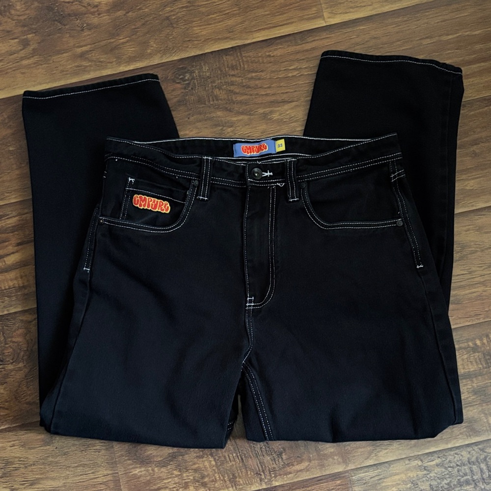 Empyre Streetwear Black Jeans Size 32 Contrast Stitch Skate Y2K Denim